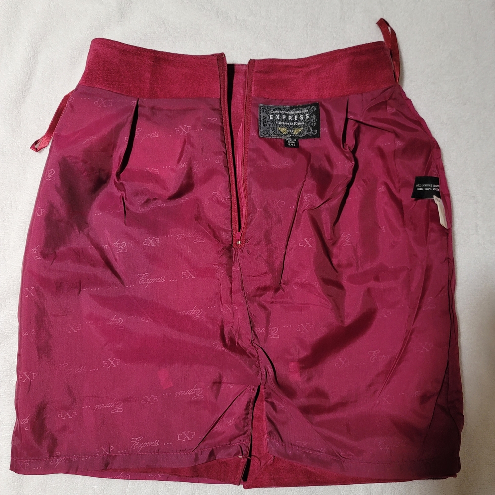 Vintage Express Maroon Suede Skirt - Picture 9 of 11
